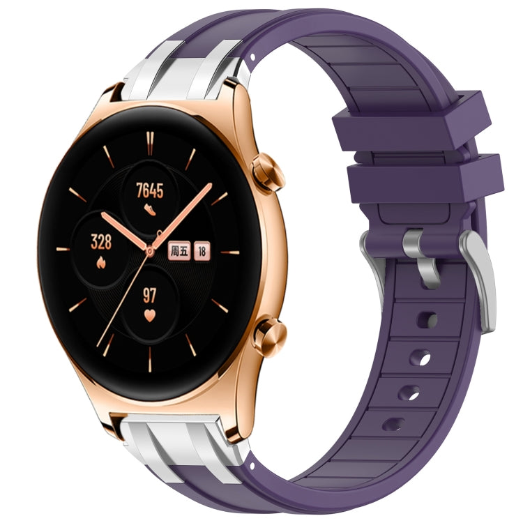 For Honor Watch GS 3 22mm Quick Release Silver Buckle Royal Silicone Watch Band(Purple)