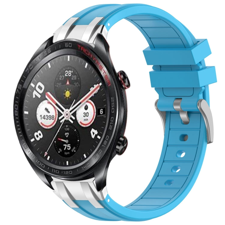 For Honor Watch Dream 22mm Quick Release Silver Buckle Royal Silicone Watch Band(Sky Blue)