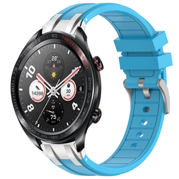 For Honor Watch Dream 22mm Quick Release Silver Buckle Royal Silicone Watch Band(Sky Blue)