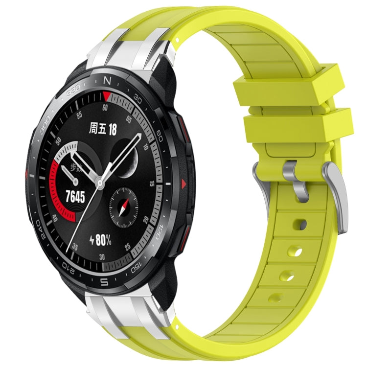 For Honor Watch GS Pro 22mm Quick Release Silver Buckle Royal Silicone Watch Band(Vital Yellow)