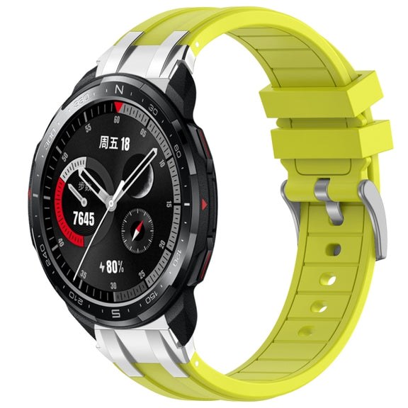 For Honor Watch GS Pro 22mm Quick Release Silver Buckle Royal Silicone Watch Band(Vital Yellow)