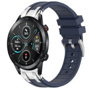 For Honor Magic Watch 2 46mm 22mm Quick Release Silver Buckle Royal Silicone Watch Band(Navy Blue)