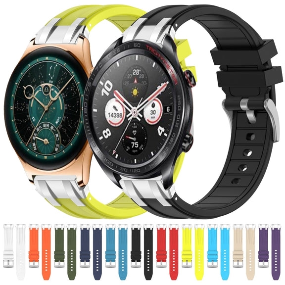 For Honor Watch 4 Pro 22mm Quick Release Silver Buckle Royal Silicone Watch Band(Sea Blue)