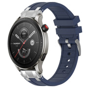 For Amazfit Watch GTR 4 22mm Quick Release Silver Buckle Royal Silicone Watch Band(Navy Blue)