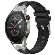 For Amazfit Watch GTR 4 22mm Quick Release Silver Buckle Royal Silicone Watch Band(Black)