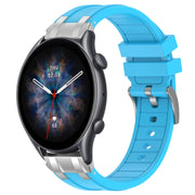 For Amazfit Watch GTR 3 pro 22mm Quick Release Silver Buckle Royal Silicone Watch Band(Sky Blue)
