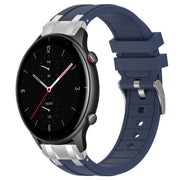 For Amazfit Watch GTR 2e 22mm Quick Release Silver Buckle Royal Silicone Watch Band(Navy Blue)