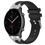 For Amazfit Watch GTR 2e 22mm Quick Release Silver Buckle Royal Silicone Watch Band(Black)