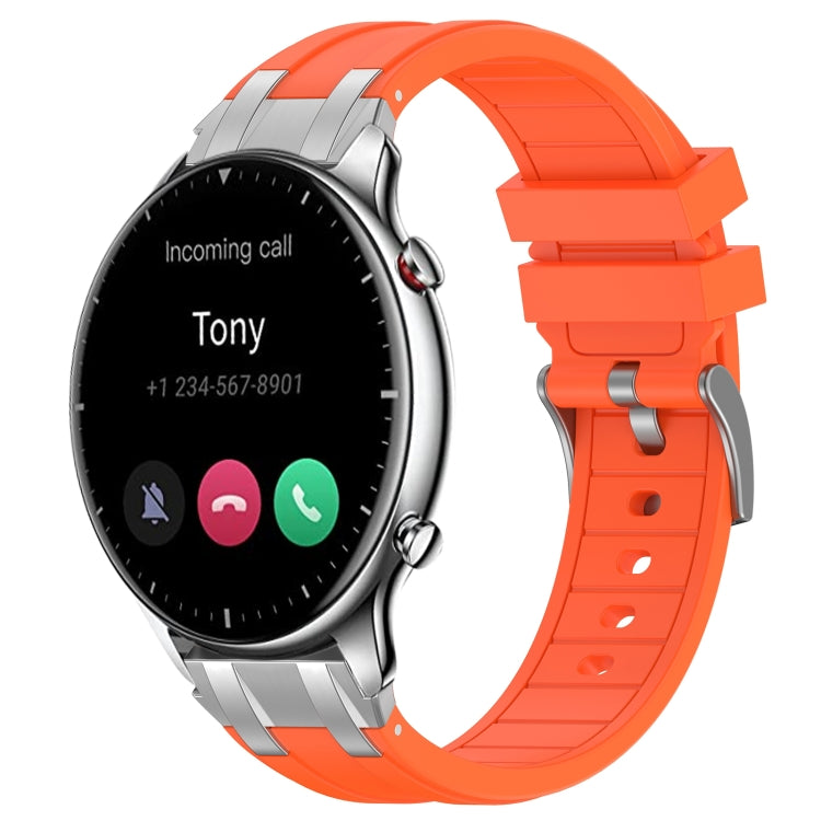 For Amazfit Watch GTR 2 22mm Quick Release Silver Buckle Royal Silicone Watch Band(Orange)