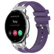 For Amazfit Watch GTR 2 22mm Quick Release Silver Buckle Royal Silicone Watch Band(Purple)