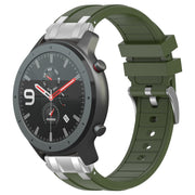 For Amazfit Watch GTR 47mm 22mm Quick Release Silver Buckle Royal Silicone Watch Band(Olive Green)