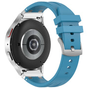 For Amazfit Watch GTR 47mm 22mm Quick Release Silver Buckle Royal Silicone Watch Band(Sea Blue)
