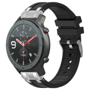 For Amazfit Watch GTR 47mm 22mm Quick Release Silver Buckle Royal Silicone Watch Band(Black)