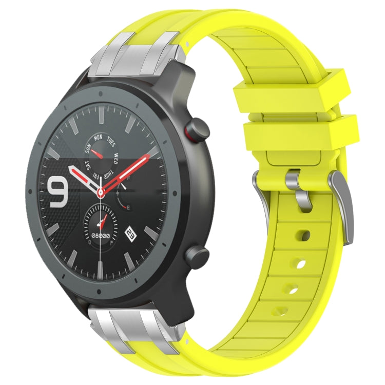 For Amazfit Watch GTR 47mm 22mm Quick Release Silver Buckle Royal Silicone Watch Band(Vital Yellow)