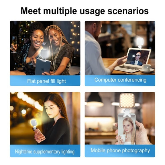 V15 Mini Clip-On Portable LED Fill Light Phone Laptop Video Conference Live Streaming Fill Lamp(Black)