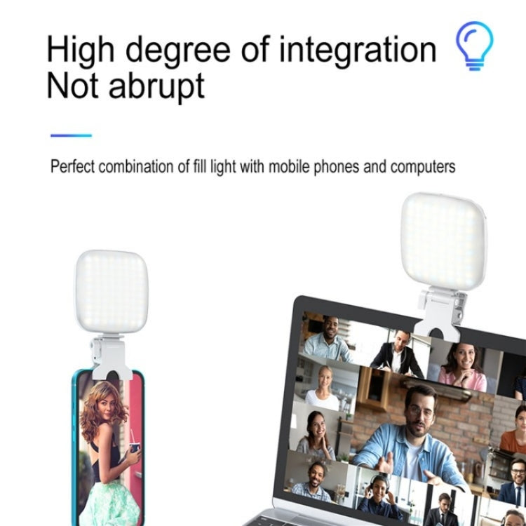 V15 Mini Clip-On Portable LED Fill Light Phone Laptop Video Conference Live Streaming Fill Lamp(White)