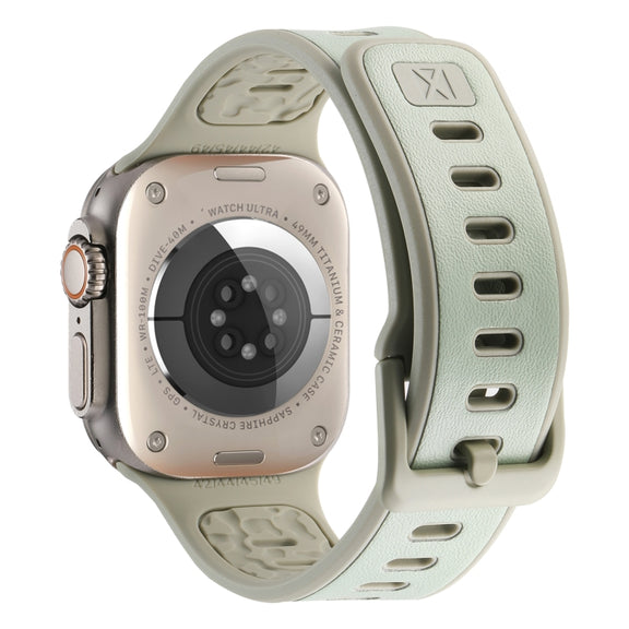For Apple Watch Ultra 49mm Leather Skin Silicone Watch Band(Green)