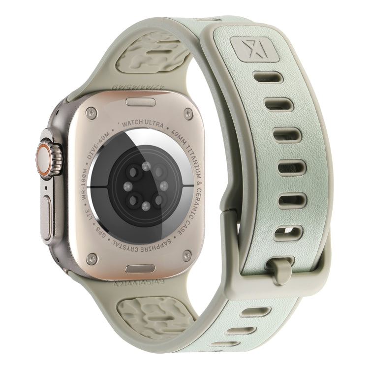 For Apple Watch Ultra 49mm Leather Skin Silicone Watch Band(Green)