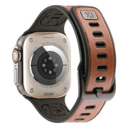 For Apple Watch Ultra 49mm Leather Skin Silicone Watch Band(Brown)