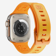 For Apple Watch Series 10 46mm Leather Skin Silicone Watch Band(Orange)