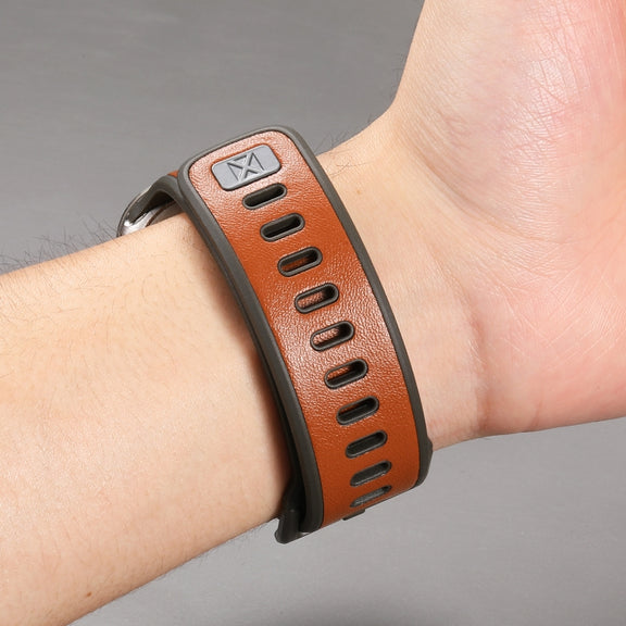 For Apple Watch Series 10 46mm Leather Skin Silicone Watch Band(Orange)