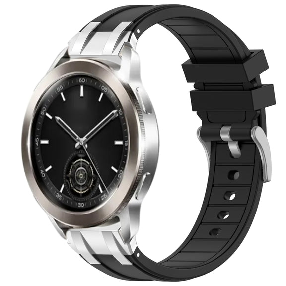 For Xiaomi Watch S3 22mm Quick Release Silver Buckle Royal Silicone Watch Band(Black)