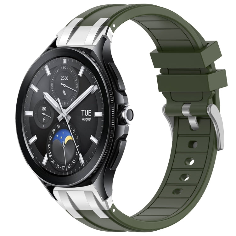 For Xiaomi Watch 2 Pro 22mm Quick Release Silver Buckle Royal Silicone Watch Band(Olive Green)