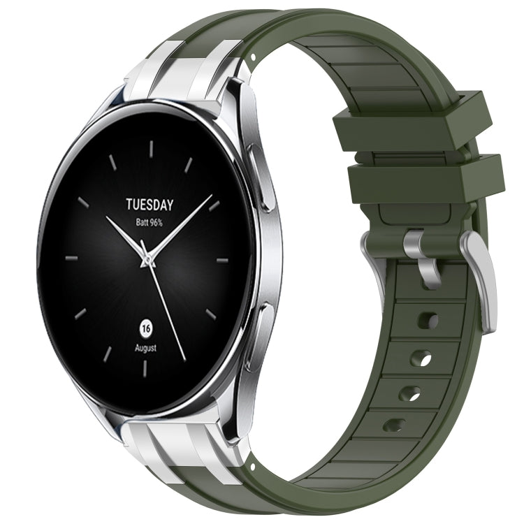 For Xiaomi Watch S2 22mm Quick Release Silver Buckle Royal Silicone Watch Band(Olive Green)