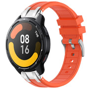 For Xiaomi Watch S1 Active 22mm Quick Release Silver Buckle Royal Silicone Watch Band(Orange)