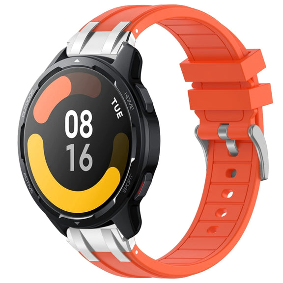 For Xiaomi Watch S1 Active 22mm Quick Release Silver Buckle Royal Silicone Watch Band(Orange)
