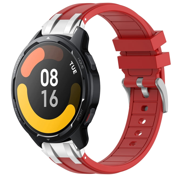 For Xiaomi Watch S1 Active 22mm Quick Release Silver Buckle Royal Silicone Watch Band(Red)