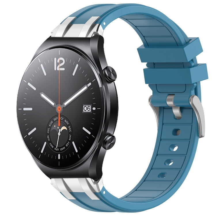 For Xiaomi Watch S1 22mm Quick Release Silver Buckle Royal Silicone Watch Band(Sea Blue)