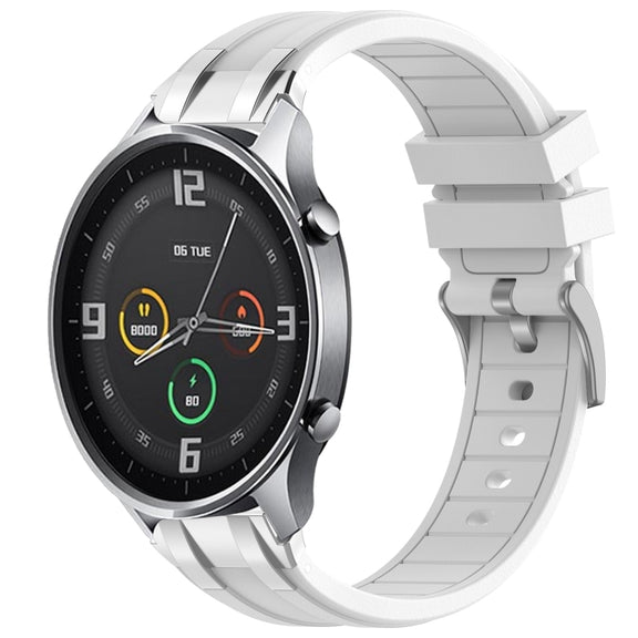For Xiaomi Watch Color 22mm Quick Release Silver Buckle Royal Silicone Watch Band(White)