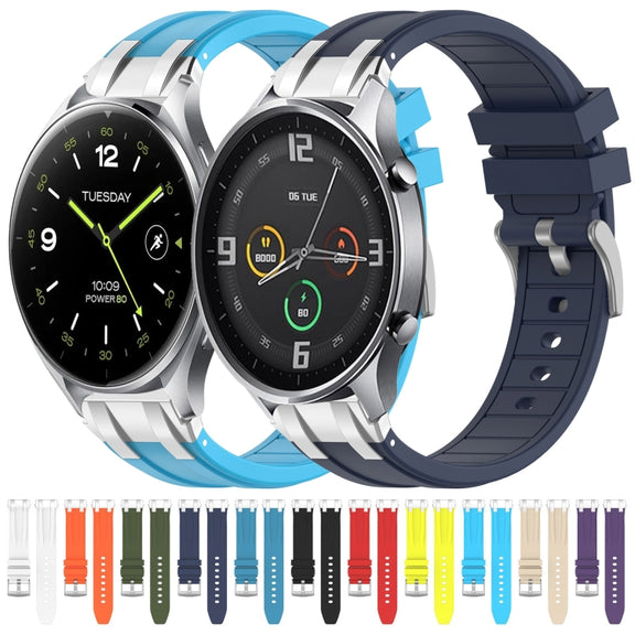 For Xiaomi Watch 2 22mm Quick Release Silver Buckle Royal Silicone Watch Band(White)