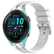 For Garmin Forerunner 265 Music 22mm Quick Release Silver Buckle Royal Silicone Watch Band(White)