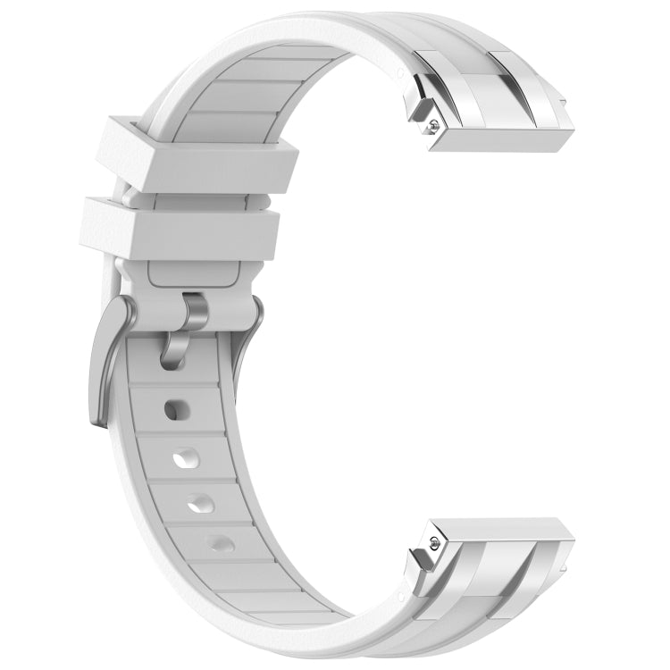 For Garmin Forerunner 265 22mm Quick Release Silver Buckle Royal Silicone Watch Band(White)