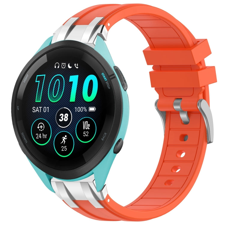 For Garmin Forerunner 265 22mm Quick Release Silver Buckle Royal Silicone Watch Band(Orange)