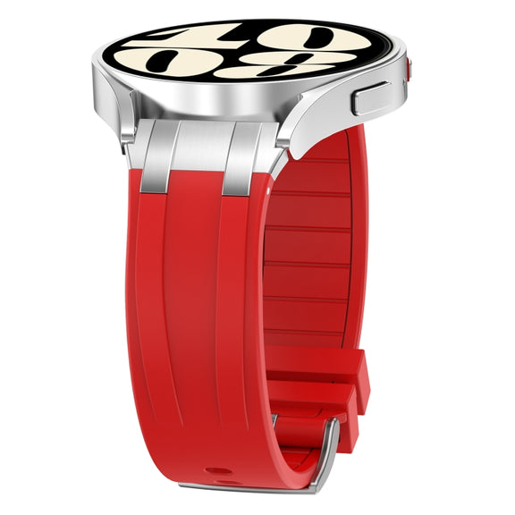For Garmin Forerunner 265 22mm Quick Release Silver Buckle Royal Silicone Watch Band(Red)