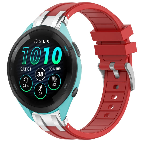 For Garmin Forerunner 265 22mm Quick Release Silver Buckle Royal Silicone Watch Band(Red)