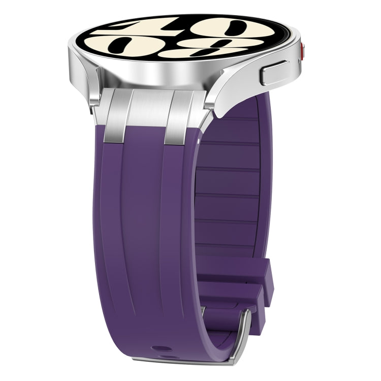 For Garmin Forerunner 265 22mm Quick Release Silver Buckle Royal Silicone Watch Band(Purple)