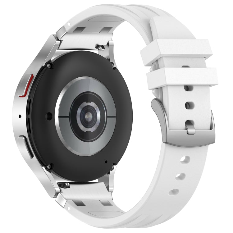 For Garmin Forerunner 255 22mm Quick Release Silver Buckle Royal Silicone Watch Band(White)