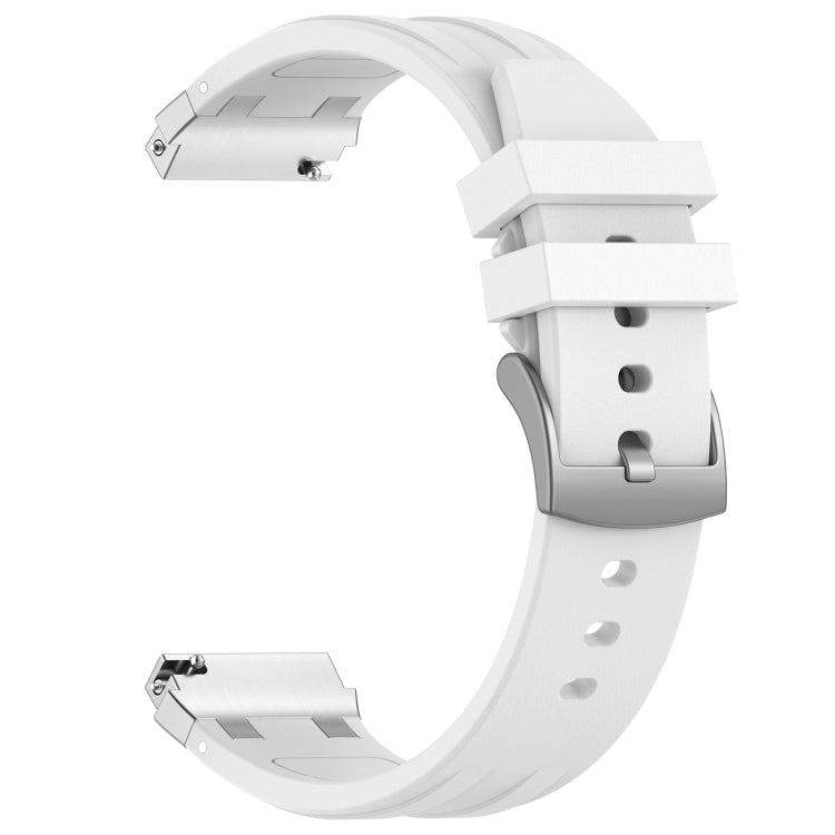 For Garmin Forerunner 255 22mm Quick Release Silver Buckle Royal Silicone Watch Band(White)