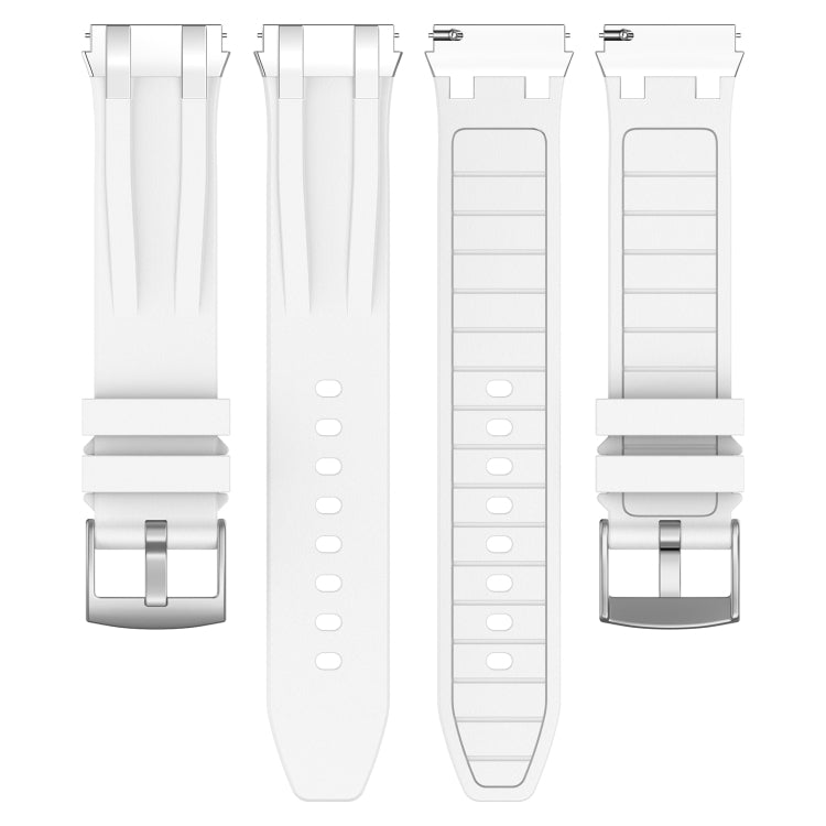 For Garmin Forerunner 255 22mm Quick Release Silver Buckle Royal Silicone Watch Band(White)