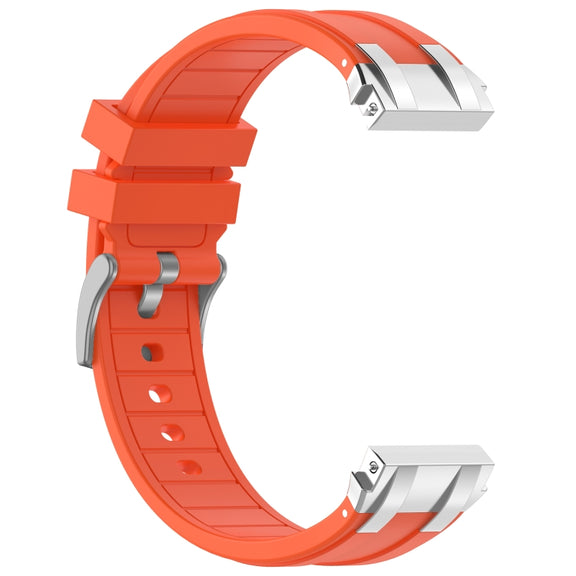 For Garmin Forerunner 255 22mm Quick Release Silver Buckle Royal Silicone Watch Band(Orange)