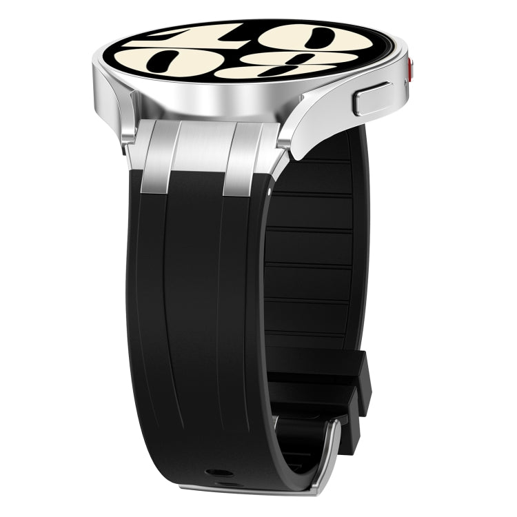 For Garmin Forerunner 255 22mm Quick Release Silver Buckle Royal Silicone Watch Band(Black)