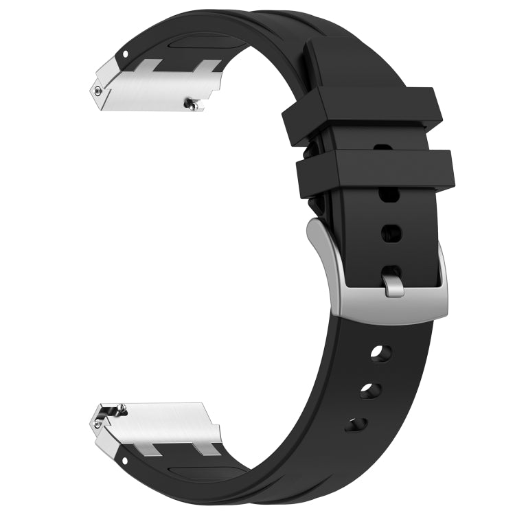 For Garmin Forerunner 255 22mm Quick Release Silver Buckle Royal Silicone Watch Band(Black)