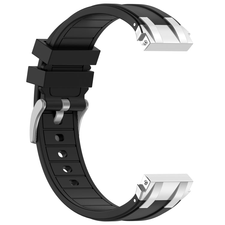 For Garmin Forerunner 255 22mm Quick Release Silver Buckle Royal Silicone Watch Band(Black)