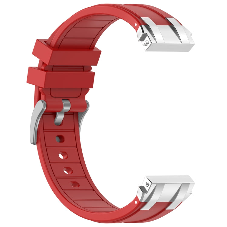 For Garmin Forerunner 255 22mm Quick Release Silver Buckle Royal Silicone Watch Band(Red)