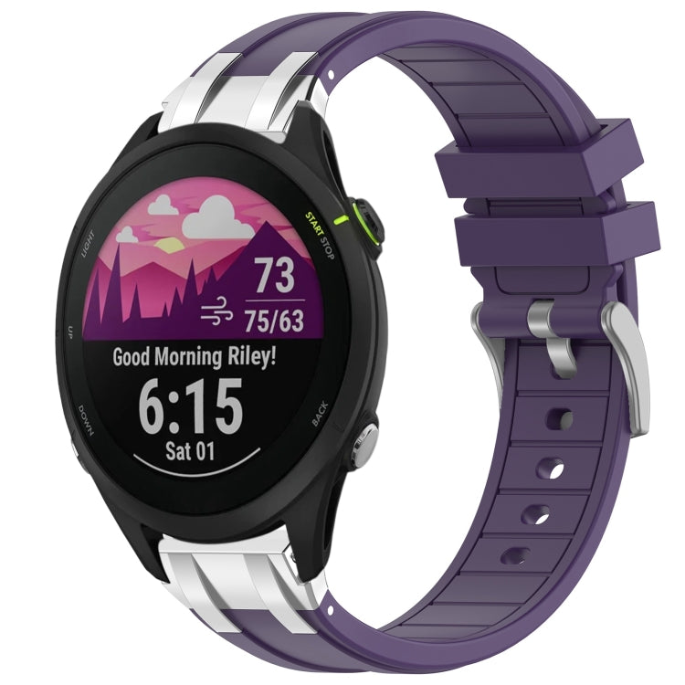 For Garmin Forerunner 255 22mm Quick Release Silver Buckle Royal Silicone Watch Band(Purple)
