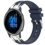 For Garmin Venu 2 22mm Quick Release Silver Buckle Royal Silicone Watch Band(Navy Blue)